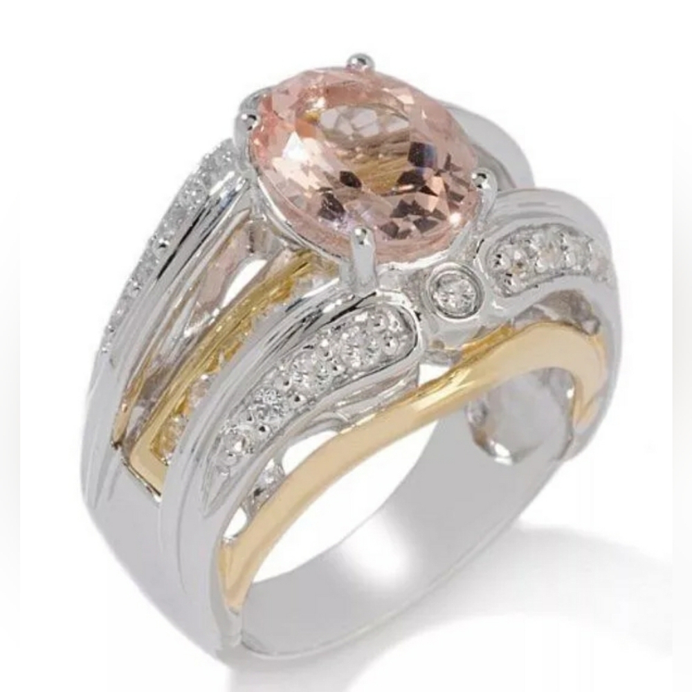 Victoria Wieck Morganite and Topaz Bridge Ring